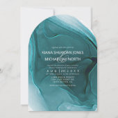 Ink Flow Wedding Blauwgroen Arch ID762 Uitnodiging (Voorkant)
