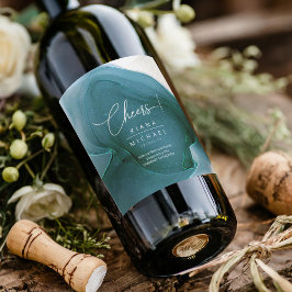 Ink Flow Wedding Blauwgroen ID762 Wine Label Wijn Etiket