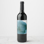 Ink Flow Wedding Blauwgroen ID762 Wine Label Wijn Etiket (Voorkant)