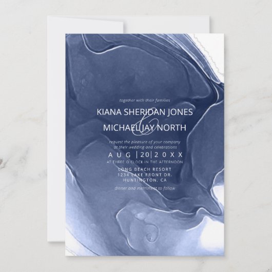 Ink Flow Wedding Blue ID762 Kaart (Voorkant)