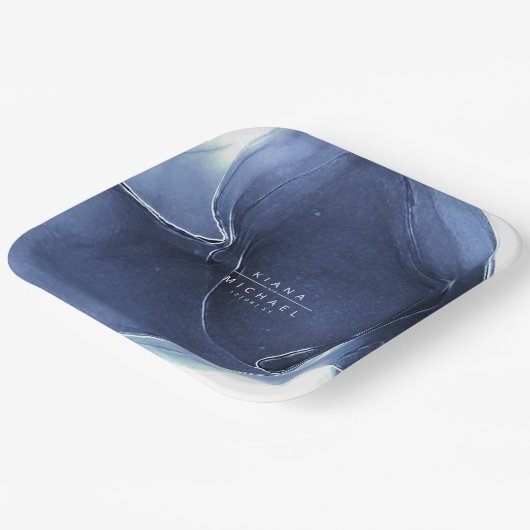 Ink Flow Wedding Blue ID762 Papieren Bordje (Gebogen)