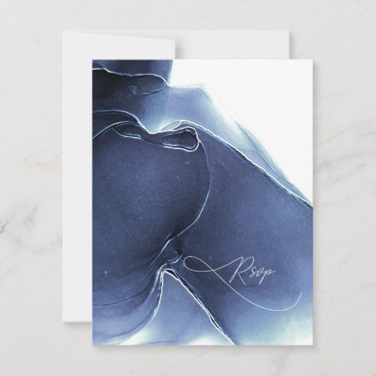 Ink Flow Wedding Blue ID762 RSVP Kaartje (Voorkant)