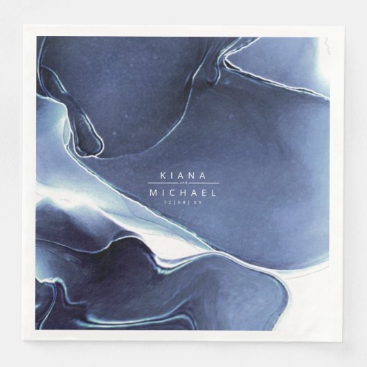 Ink Flow Wedding Blue ID762 Servet (Voorkant)