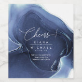 Ink Flow Wedding Blue ID762 Wine Label Wijn Etiket (Enkel label)