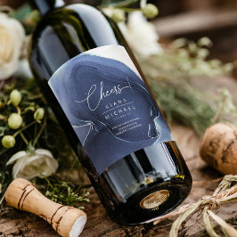 Ink Flow Wedding Blue ID762 Wine Label Wijn Etiket