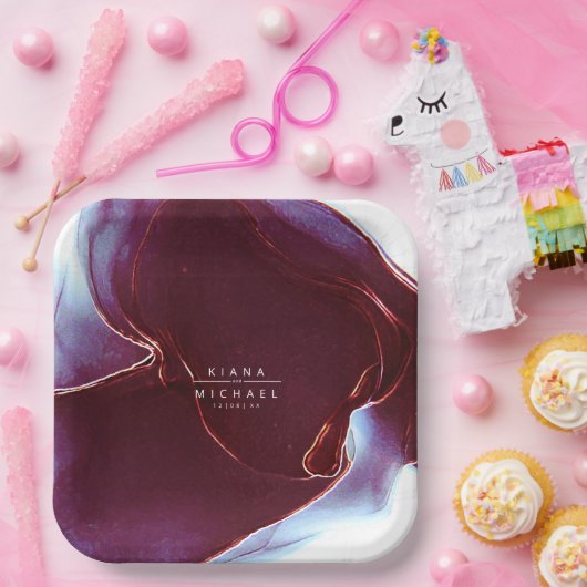 Ink Flow Wedding Burgundy ID762 Papieren Bordje (Feest)