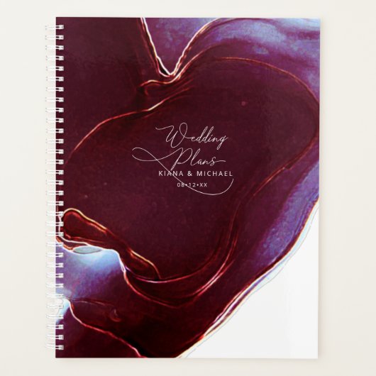 Ink Flow Wedding Burgundy ID762 Planner (Voorkant)