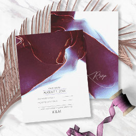 Ink Flow Wedding Burgundy ID762 RSVP Kaartje