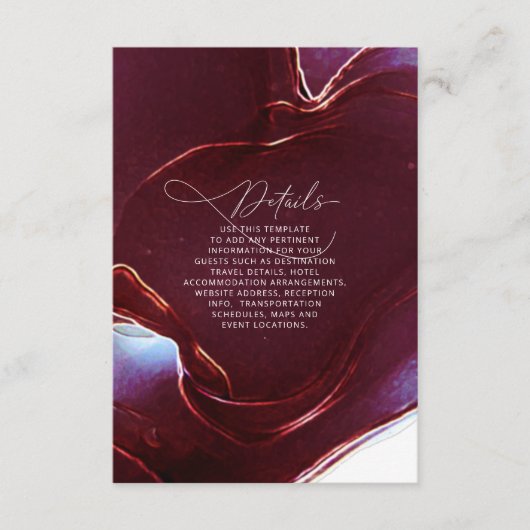 Ink Flow Wedding Details Burgundy ID762 Informatiekaartje (Voorkant)