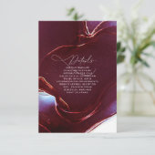 Ink Flow Wedding Details Burgundy ID762 Informatiekaartje (Staand voorkant)