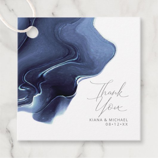 Ink Flow Wedding Hartelijk dank, blauwe ID762 Bedankjes Labels (Voorkant)