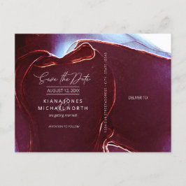 Ink Flow Wedding Save the Date Burgundy ID762 Aankondigingskaart