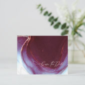 Ink Flow Wedding Save the Date Burgundy ID762 Aankondigingskaart (Staand voorkant)