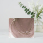 Ink Flow Wedding Save the Date Taupe ID762 Aankondigingskaart (Staand voorkant)