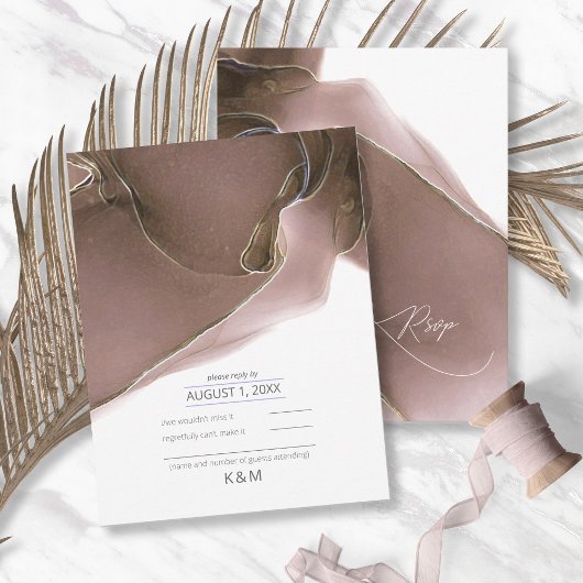 Ink Flow Wedding Taupe ID762 RSVP Kaartje