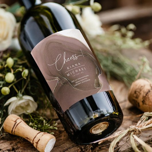 Ink Flow Wedding Taupe ID762 Wine Label Wijn Etiket