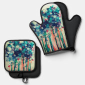 Ink flowers ovenwant & pannenlap set (Voorkant / Achterkant)