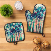 Ink flowers ovenwant & pannenlap set (Top down)