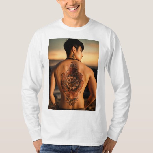 "Ink Fusion Mannen Tattoo Design T-Shirt" T-shirt (Voorkant)