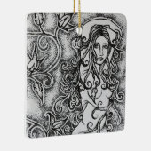 Ink Goddess Pagan Art opruimen Keramisch Ornament (Rechts)