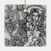 Ink Goddess Pagan Art opruimen Keramisch Ornament (Achterkant)