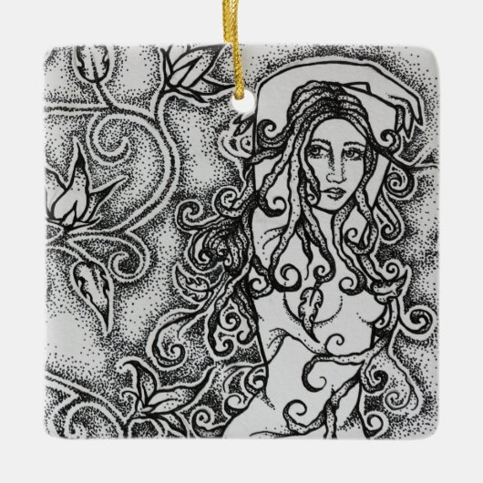 Ink Goddess Pagan Art opruimen Keramisch Ornament (Voorkant)