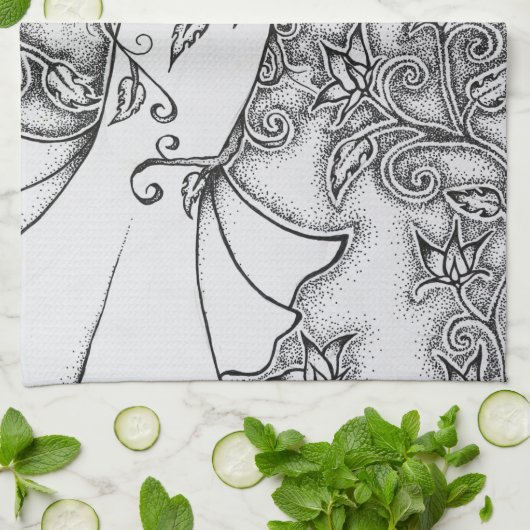 Ink Goddess Pagan Art opruimen Theedoek (Gevouwen)