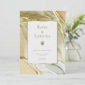 Ink Gold Aesthetic Chic Wedding Invitation Kaart (Staand voorkant)