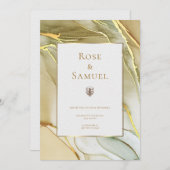 Ink Gold Aesthetic Chic Wedding Invitation Kaart (Voorkant / Achterkant)