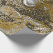 Ink Gold vloeibare verf grijs zwart wit Abstract Cadeaupapier (Hoek)