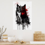 Ink Gray Wolf Portrait Poster (Keuken)