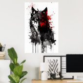 Ink Gray Wolf Portrait Poster (Thuiskantoor)