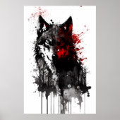 Ink Gray Wolf Portrait Poster (Voorkant)