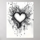 Ink Heart Poster – Abstracte Grunge Wall Art (Voorkant)