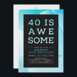 Ink Marble Modern Typografie 40th Birthday Party Kaart<br><div class="desc">Laten we de 40ste verjaardag vieren met deze stijlvolle feestelijke uitnodiging. Dit ontwerp is uitgerust met moderne typografie "40 is Geweldige" met een prachtige inkttextuurachtergrond. Meer verjaardagsuitnodigingen en partijbenodigdheden zijn beschikbaar in mijn winkel BaraBomDesign. Als je een aangepast ontwerp nodig hebt, kun je contact met me opnemen via e-mail barabomdesign@gmail.com...</div>