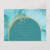 INK Oceaan Turquoise Goud Trouw RSVP Briefkaart (Voorkant)