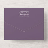 Ink Ombre Lila Ivory Silver Weddenschap All In One Uitnodiging (Achterkant)