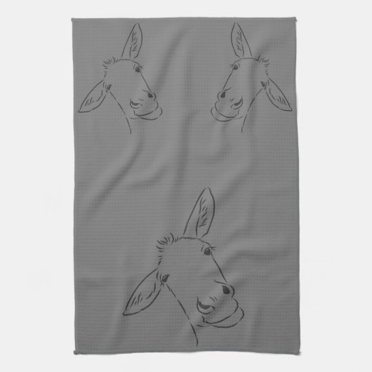 Ink Outline Donkey Theedoek (Verticaal)