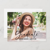 Ink Pen Calligrafie Script Afstuderen Aankondiging Briefkaart (Voorkant / Achterkant)