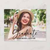 Ink Pen Calligrafie Script Afstuderen Aankondiging Briefkaart (Voorkant)