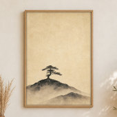 Ink Pine op de bergkam Aquarel Poster