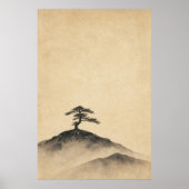 Ink Pine op de bergkam Aquarel Poster (Voorkant)