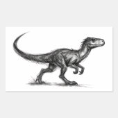 Ink Raptor Minimalist Dinosaur Illustration on  Rechthoekige Sticker (Voorkant)