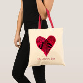 Ink Red Heart meisjes schattige bibliotheektas Tote Bag (Voorkant (product))