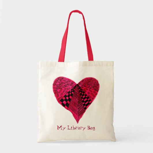 Ink Red Heart meisjes schattige bibliotheektas Tote Bag (Voorkant)