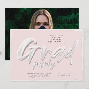 Ink script afstuderen foto party uitnodiging