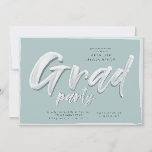 Ink script afstuderen foto party uitnodiging (Voorkant)