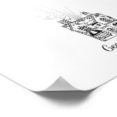 Ink Sketch Up House Vingerafdruk Gastenboek Poster (Hoek)