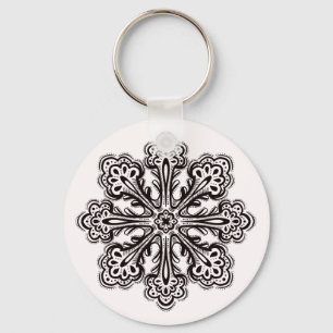 Ink Snowflake Winter Tattoo Art to Color Sleutelhanger