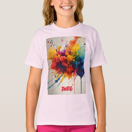 "Ink Splash Chic: T-shirt voor dames met Swag" (Voorkant)